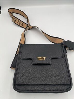 Valentino Orlandi Italian Black Textured Leather Crossbody Purse